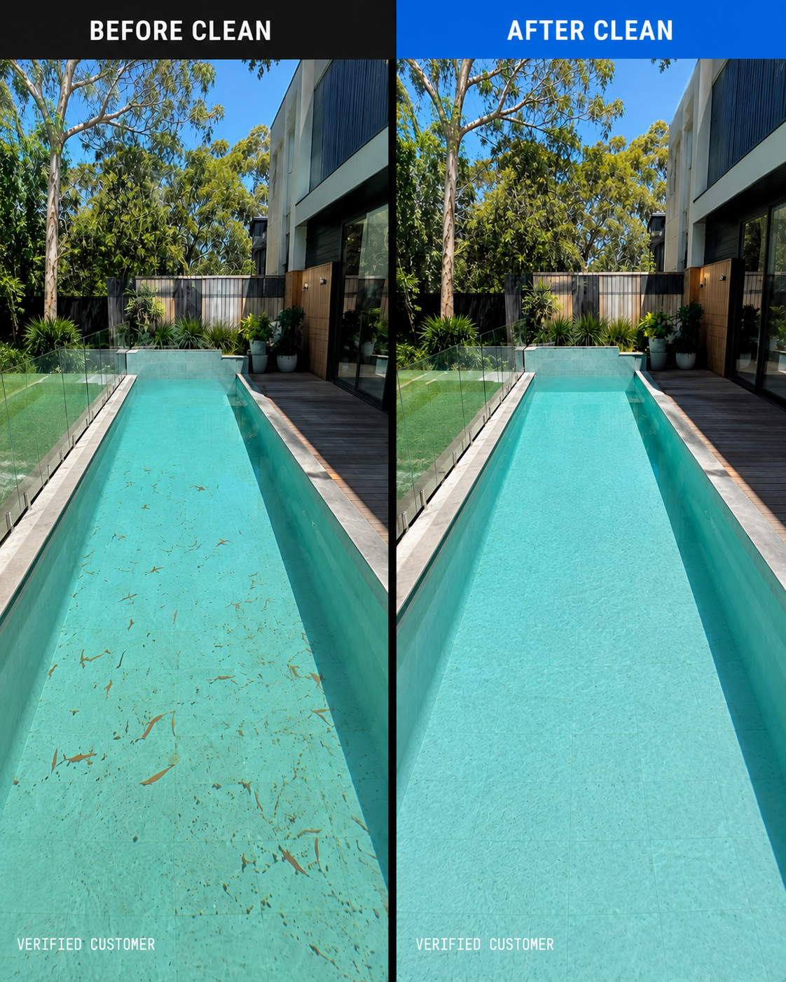 Polar pool clean before and after