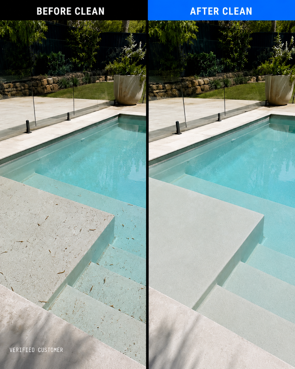 Polar pool clean before and after