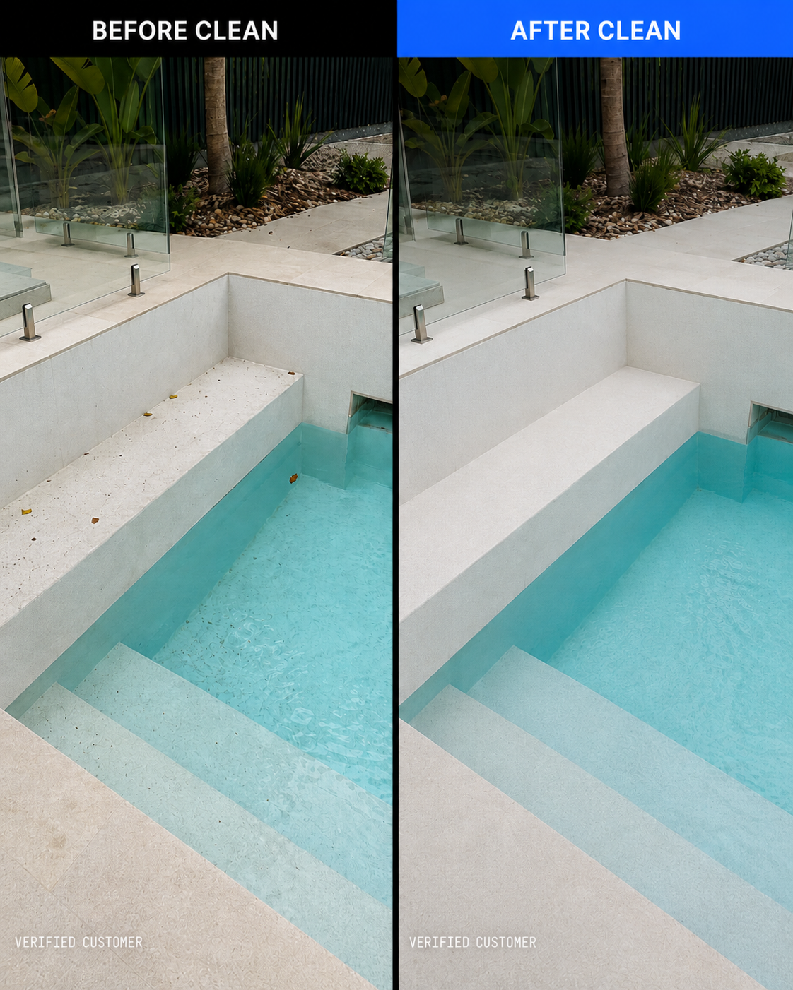 Polar pool clean before and after