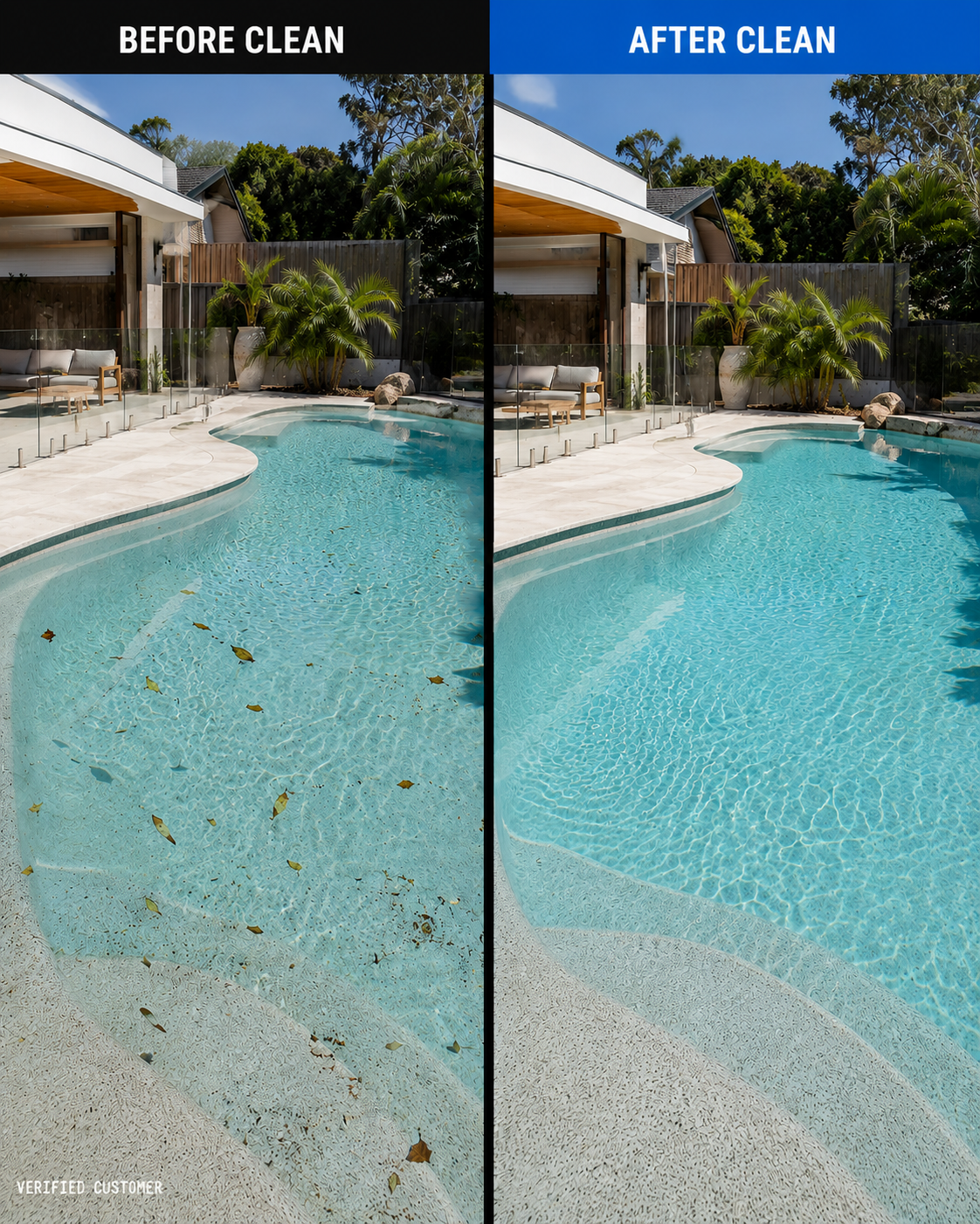 Polar pool clean before and after