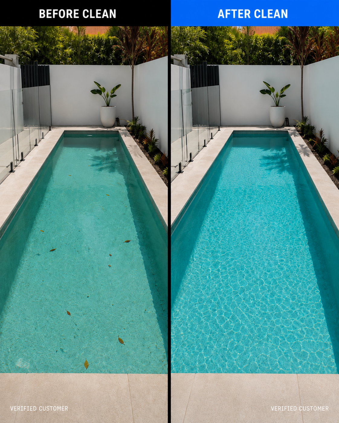 Polar pool clean before and after