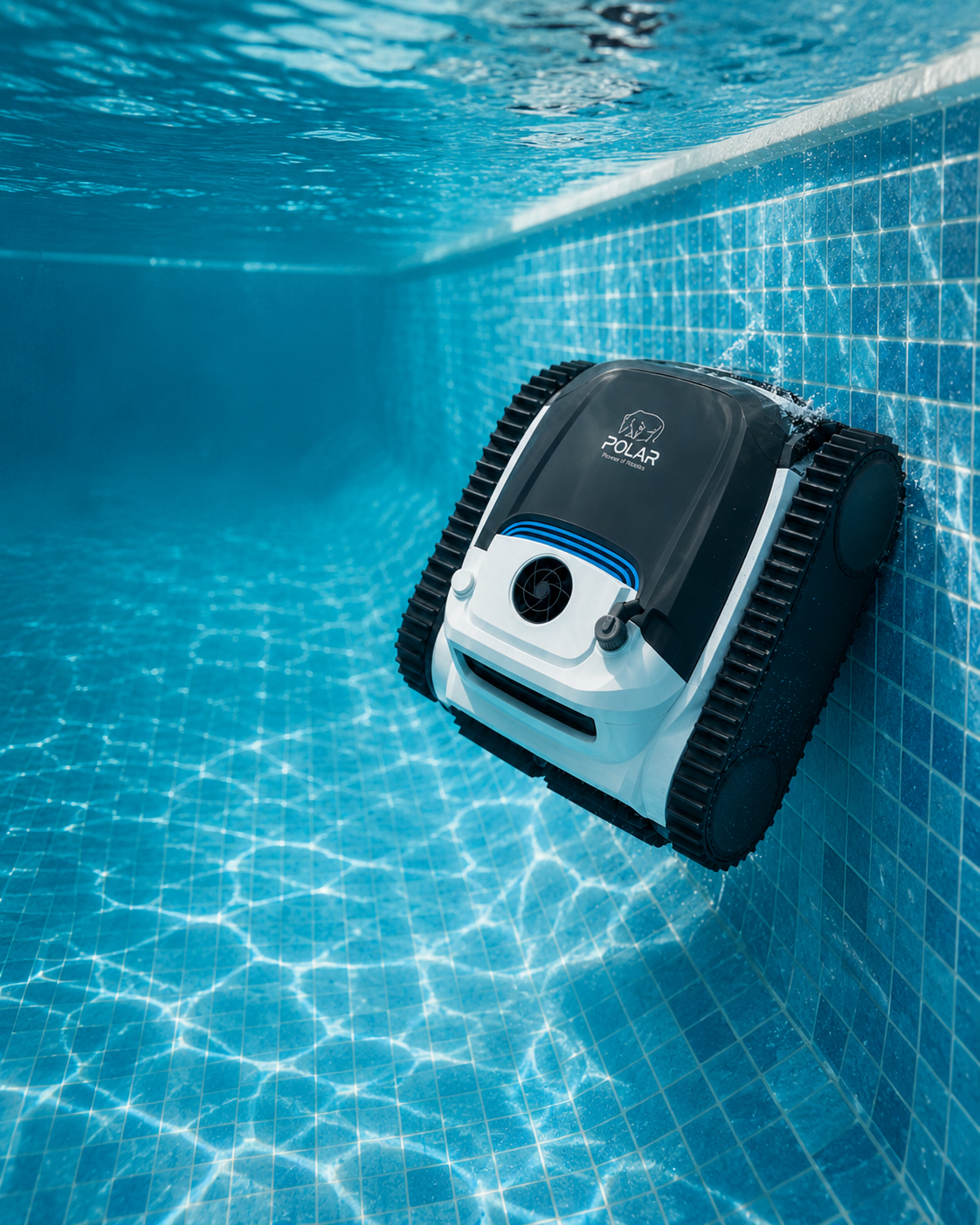 Robot cleaning the floor, wall, and waterline